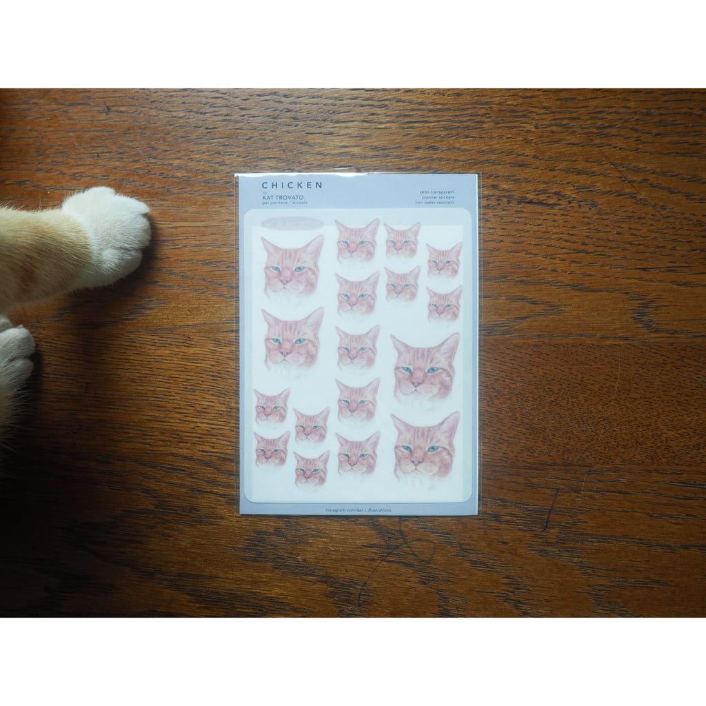 Kat Trovato - Chicken the Cat Stickers - 1 Sheet