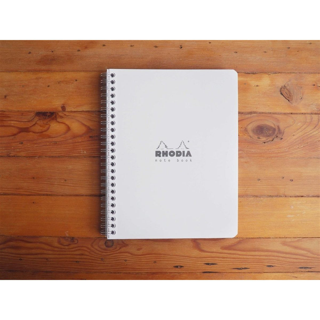 Rhodia Classic Spiral Bound Notebook Lined - Ice White (16cm x 21cm)