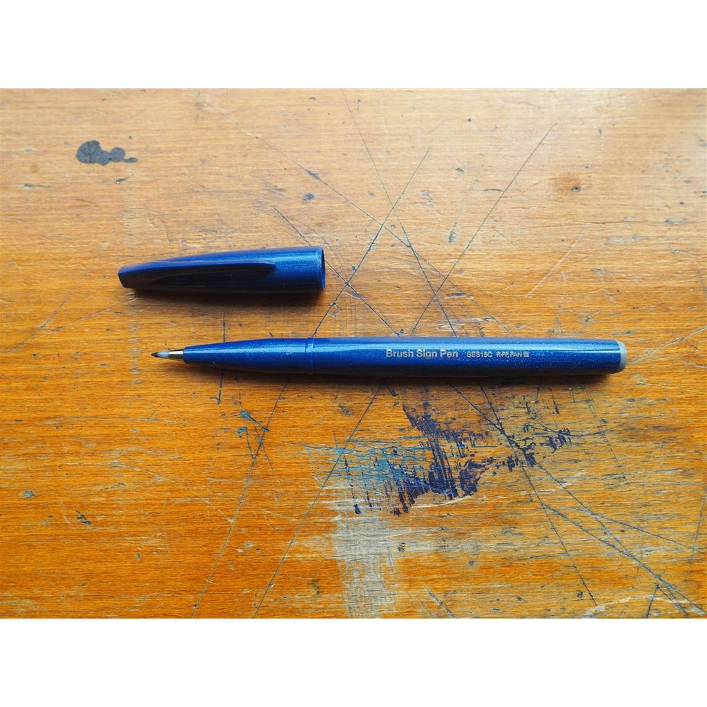 Pentel Brush Sign Pen - Blue-Black
