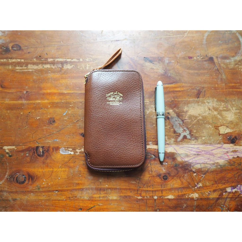 The Superior Labor Leather Pen Zip Case -  Brown
