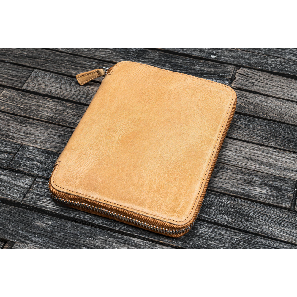 Galen Leather - Leather Zippered B6 / B6 Slim Planner Folio - Crazy Horse Honey Ochre