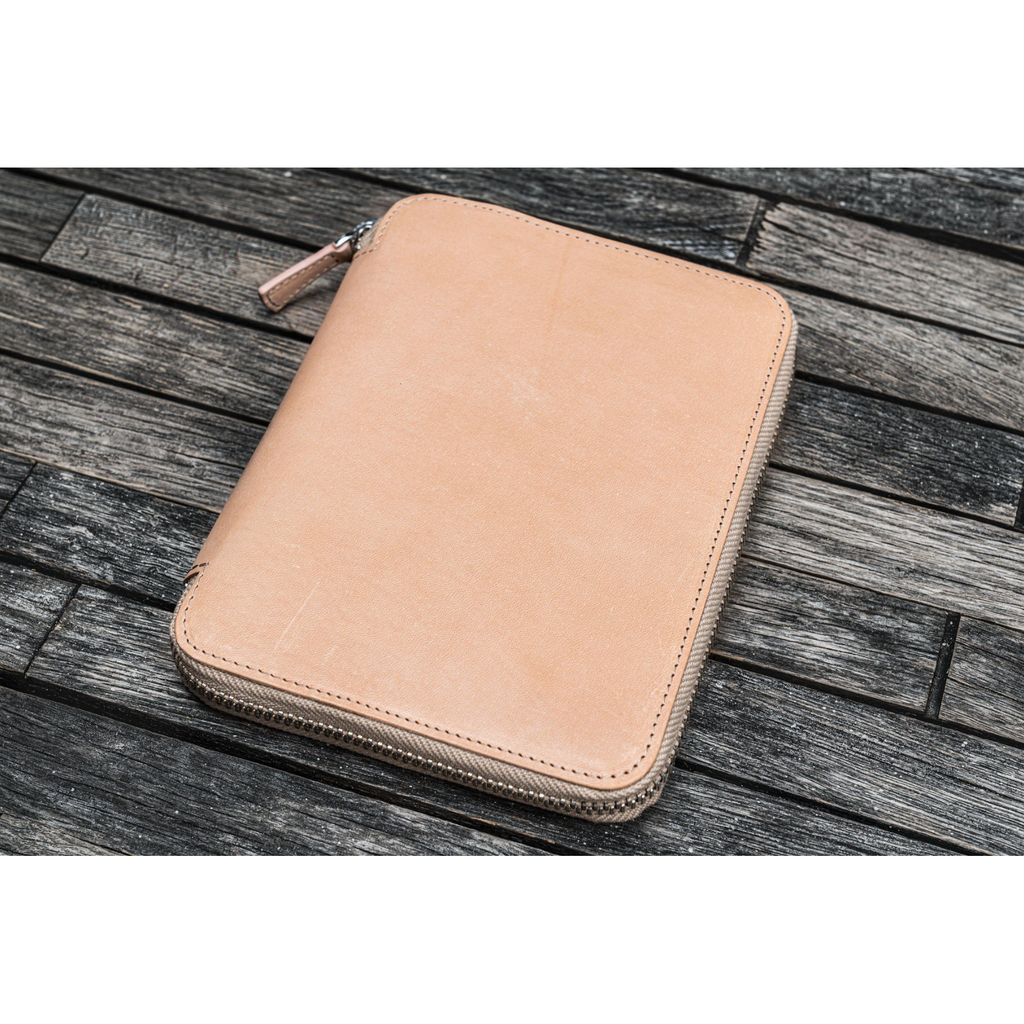 Galen Leather - Leather Zippered B6 / B6 Slim Planner Folio - Undyed Leather