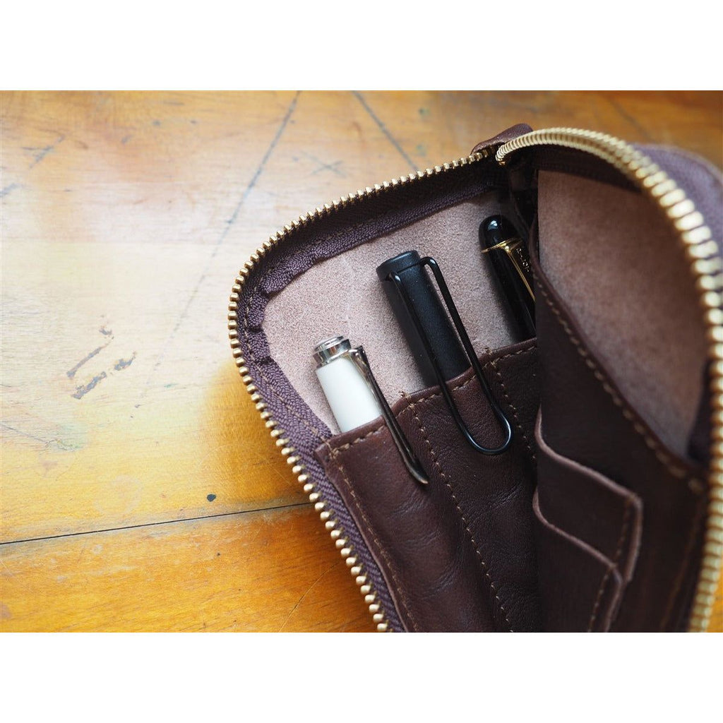 The Superior Labor  Leather Pen and Wallet Case - Dark Brown