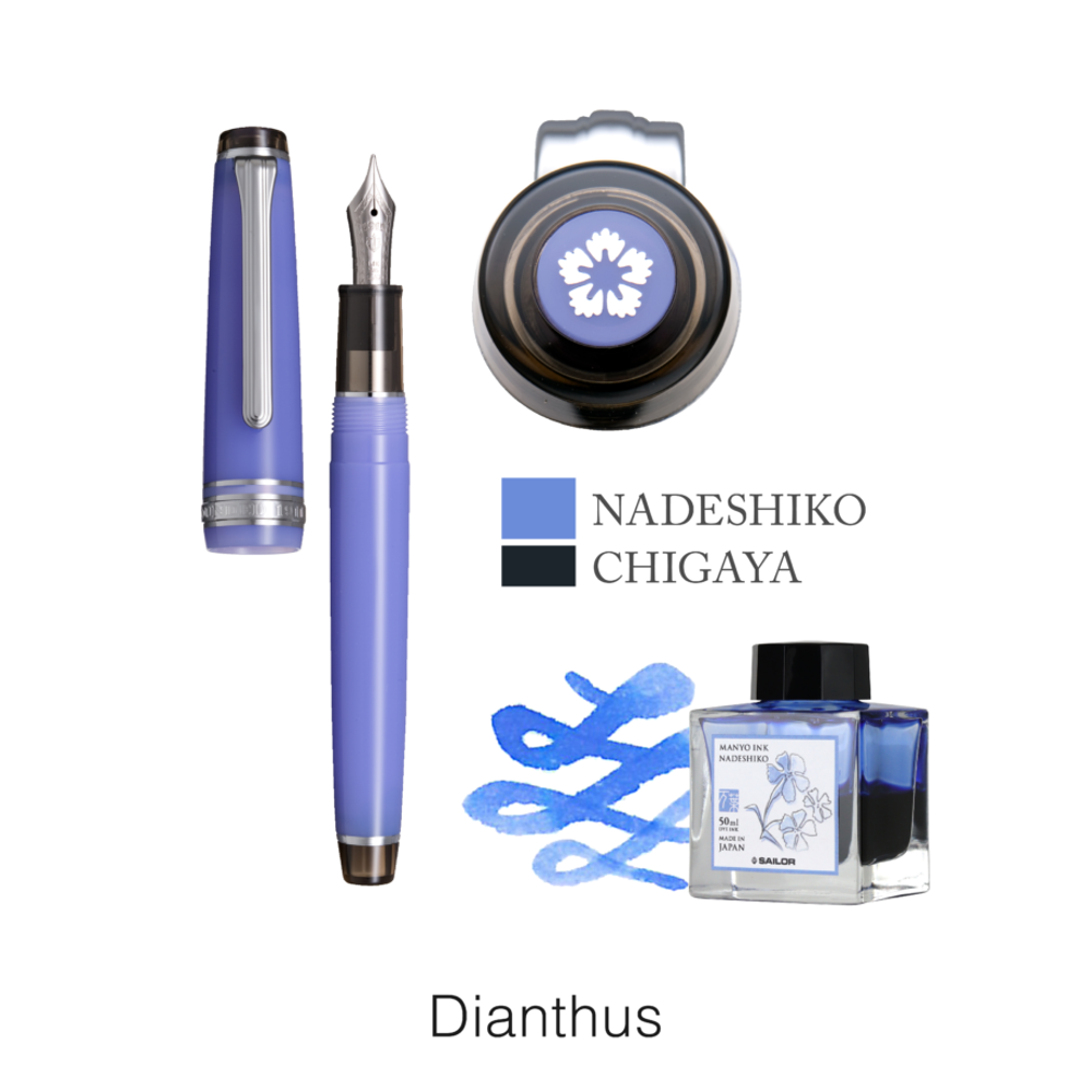 Sailor Manyo Professional Gear Slim Fountain Pen Set - Special Edition - Dianthus