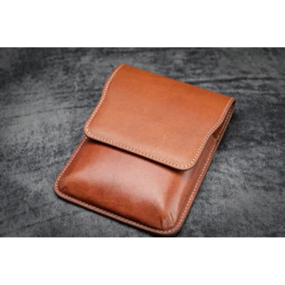 Galen Leather - Leather Flap Case for 5 Pens - Brown