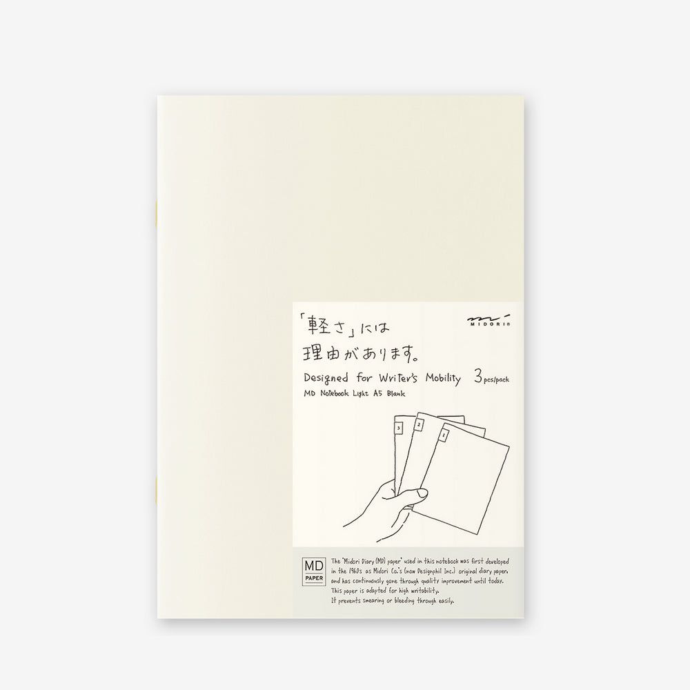 Midori MD Notebook Light A5 - Blank (3pcs pack)