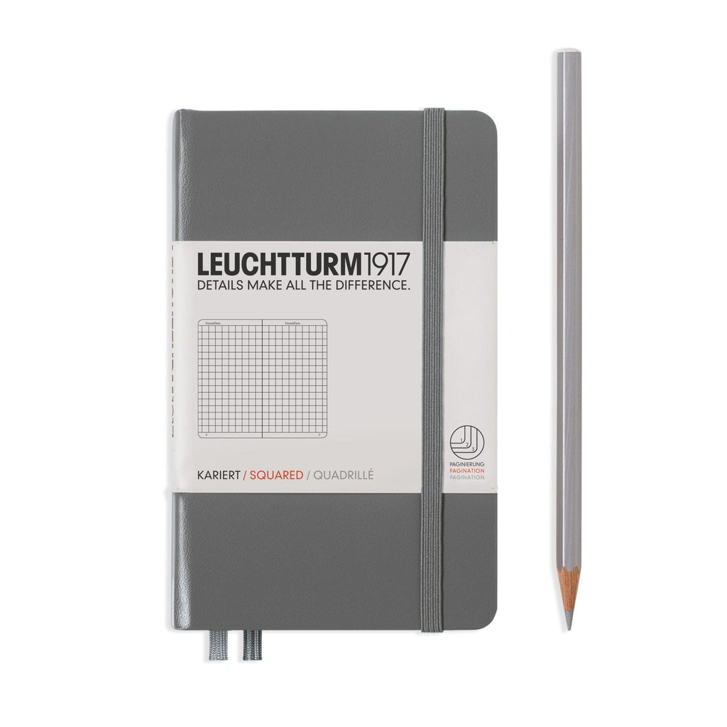 Leuchtturm Hardcover A6 Pocket Notebook - Anthracite (Grid)