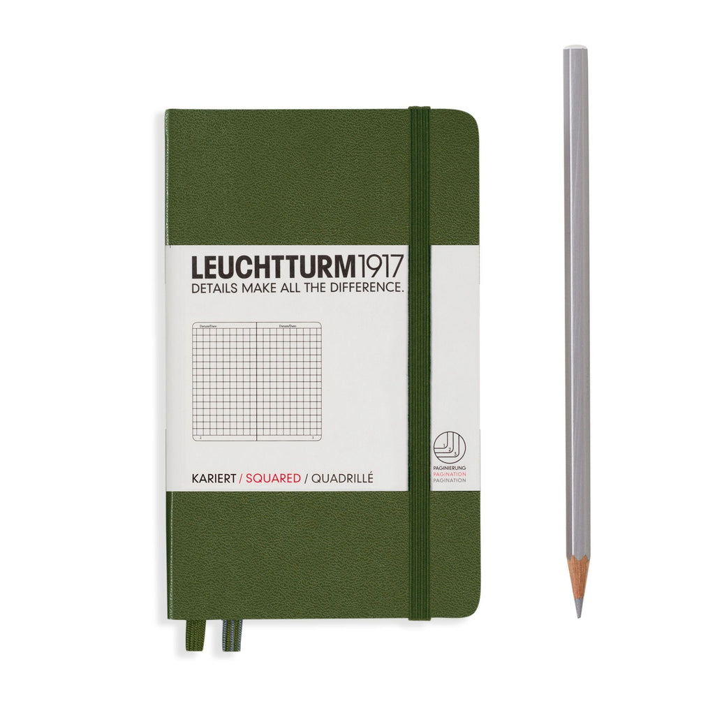 Leuchtturm Hardcover A6 Pocket Notebook - Army (Grid)