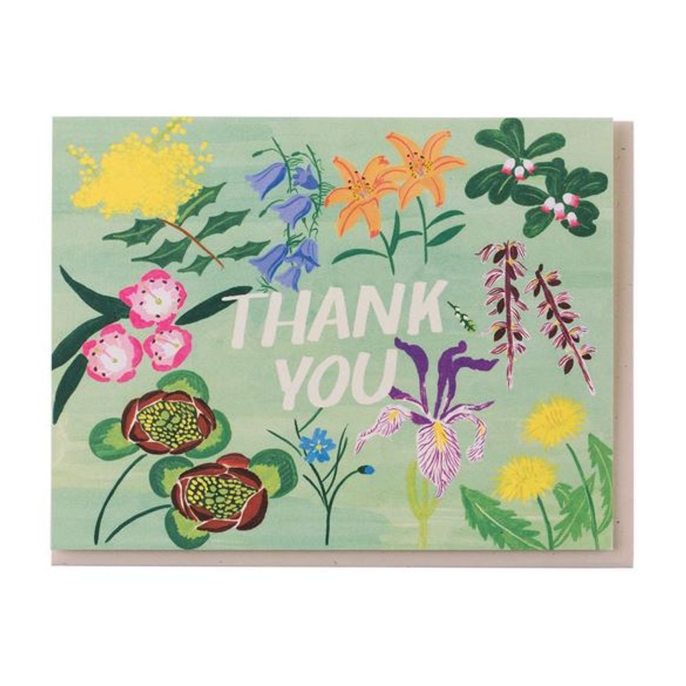 Small Adventure 8 Card Set - Mint Floral Thank You Card